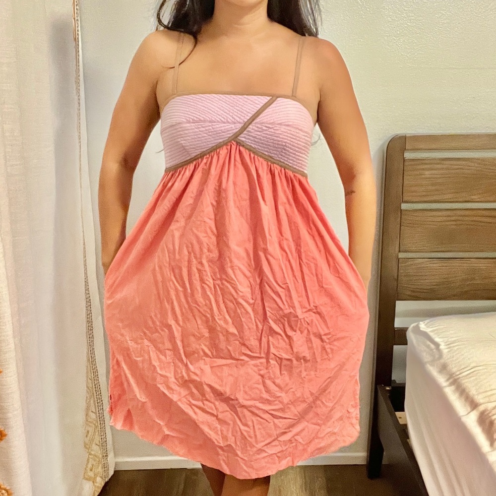 Purple and coral dress with pockets!